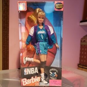 Barbie Charlotte Hornets Doll with Teal and Purple Outfit NBA Basketball Doll